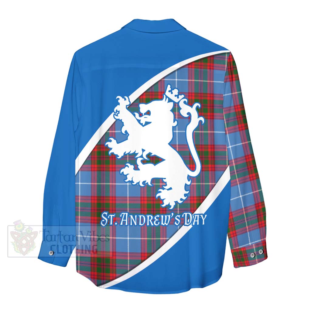 Tartan Vibes Clothing Dalmahoy Family Crest Tartan Women's Casual Shirt Celebrate Saint Andrew's Day in Style