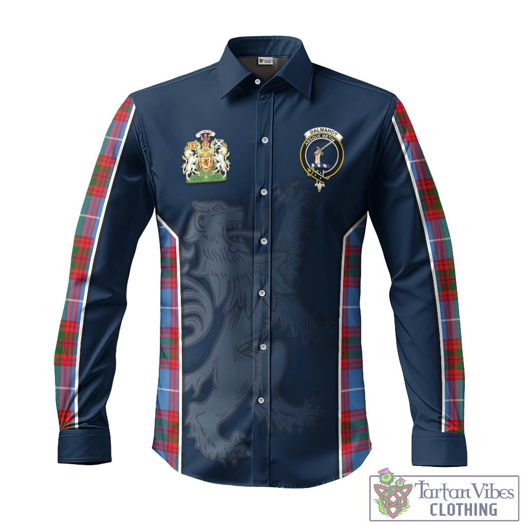 Tartan Vibes Clothing Dalmahoy Tartan Long Sleeve Button Up Shirt with Family Crest and Lion Rampant Vibes Sport Style