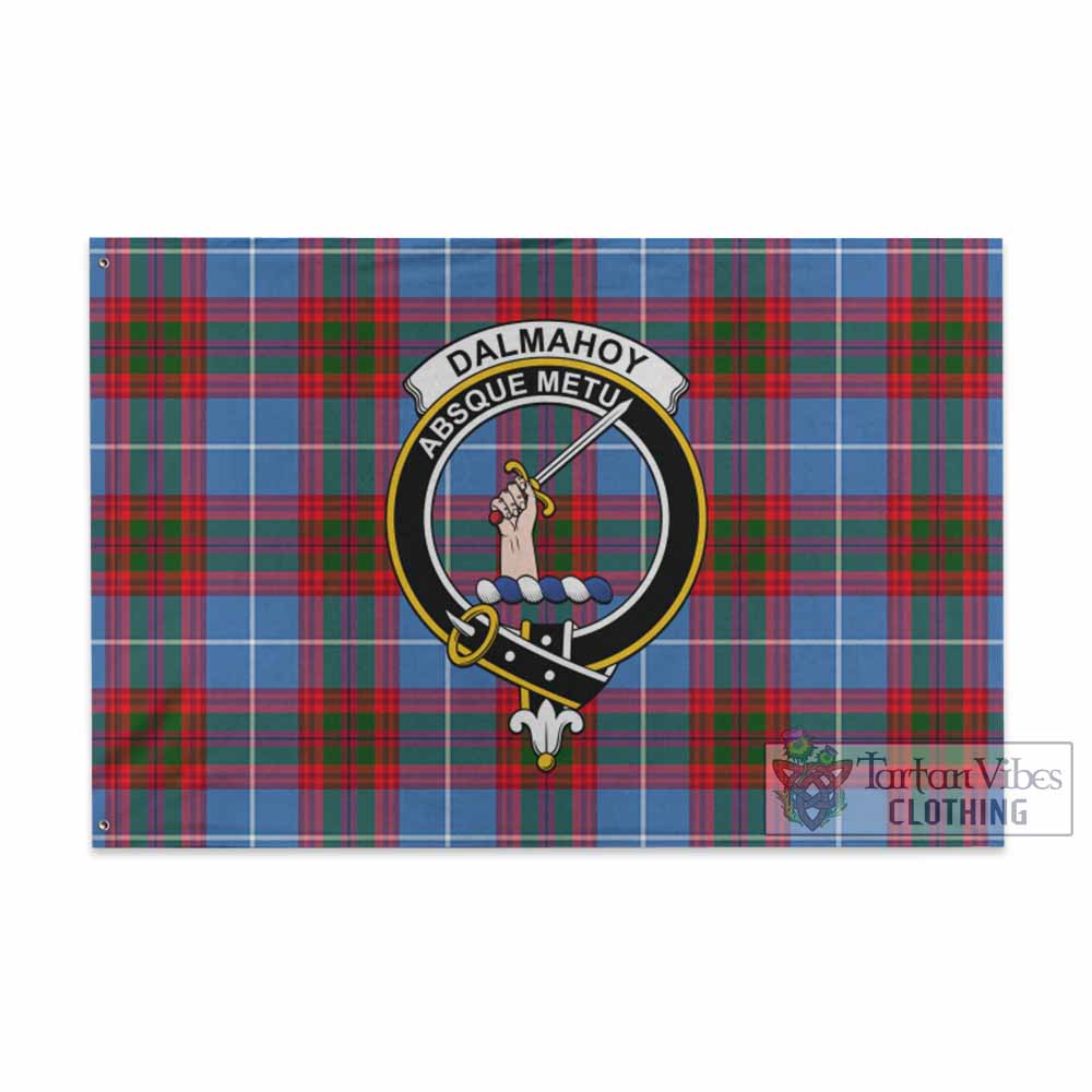 Tartan Vibes Clothing Dalmahoy Tartan House Flag with Family Crest