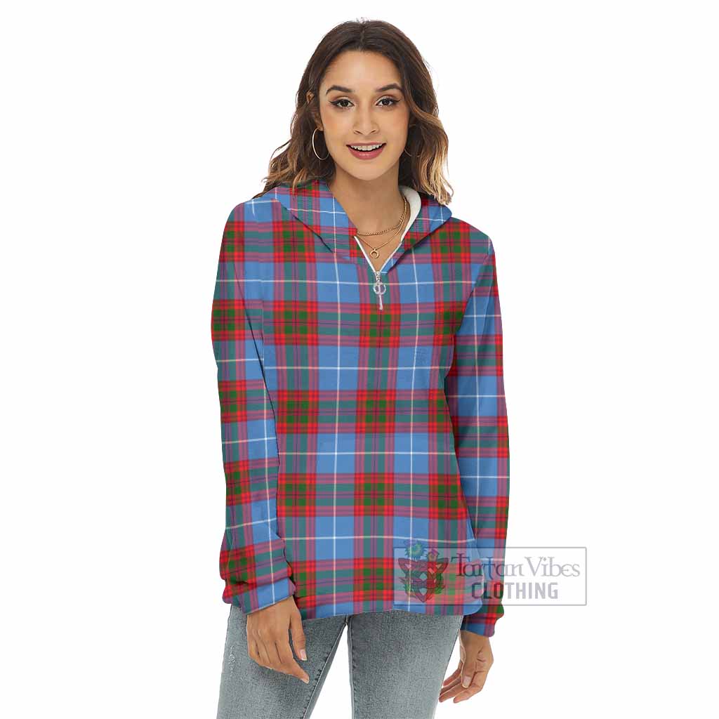 Tartan Vibes Clothing Dalmahoy Tartan Women's Borg  Half Zip Fleece Hoodie