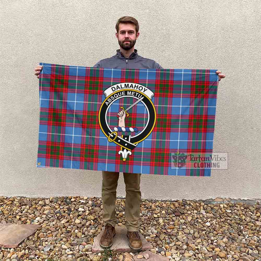 Tartan Vibes Clothing Dalmahoy Tartan House Flag with Family Crest