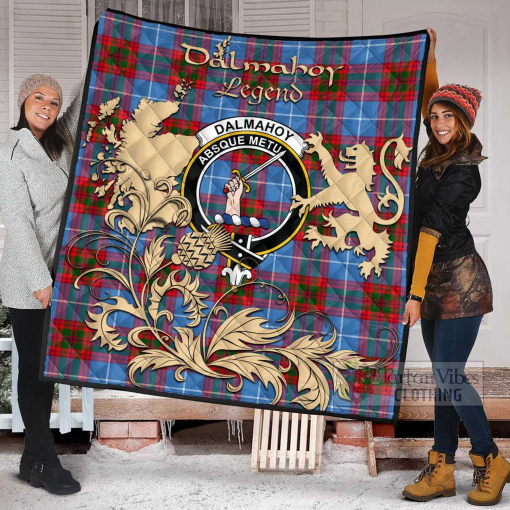 Tartan Vibes Clothing Dalmahoy Tartan Quilt with Family Crest and Scottish Symbol Style