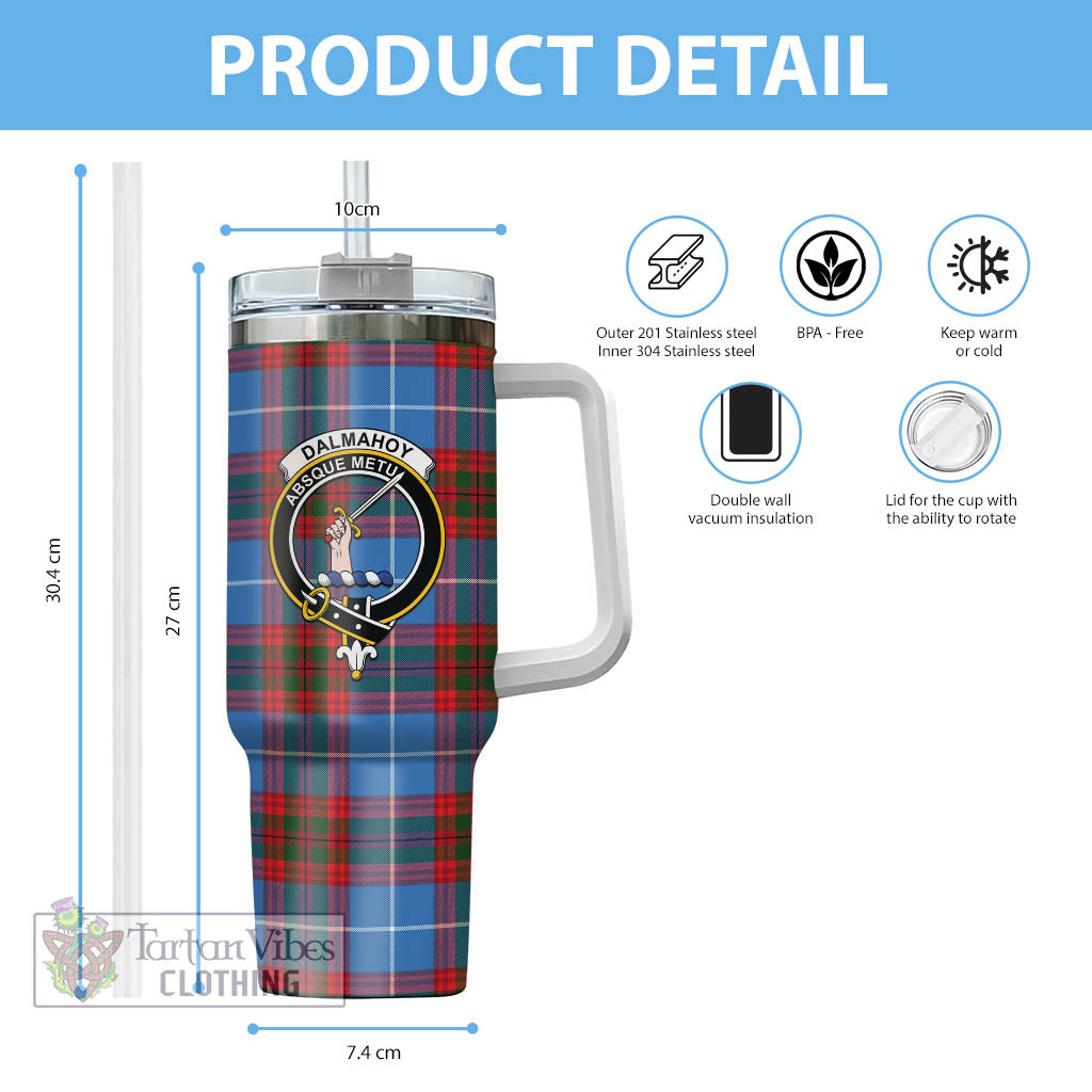 Tartan Vibes Clothing Dalmahoy Tartan and Family Crest Tumbler with Handle