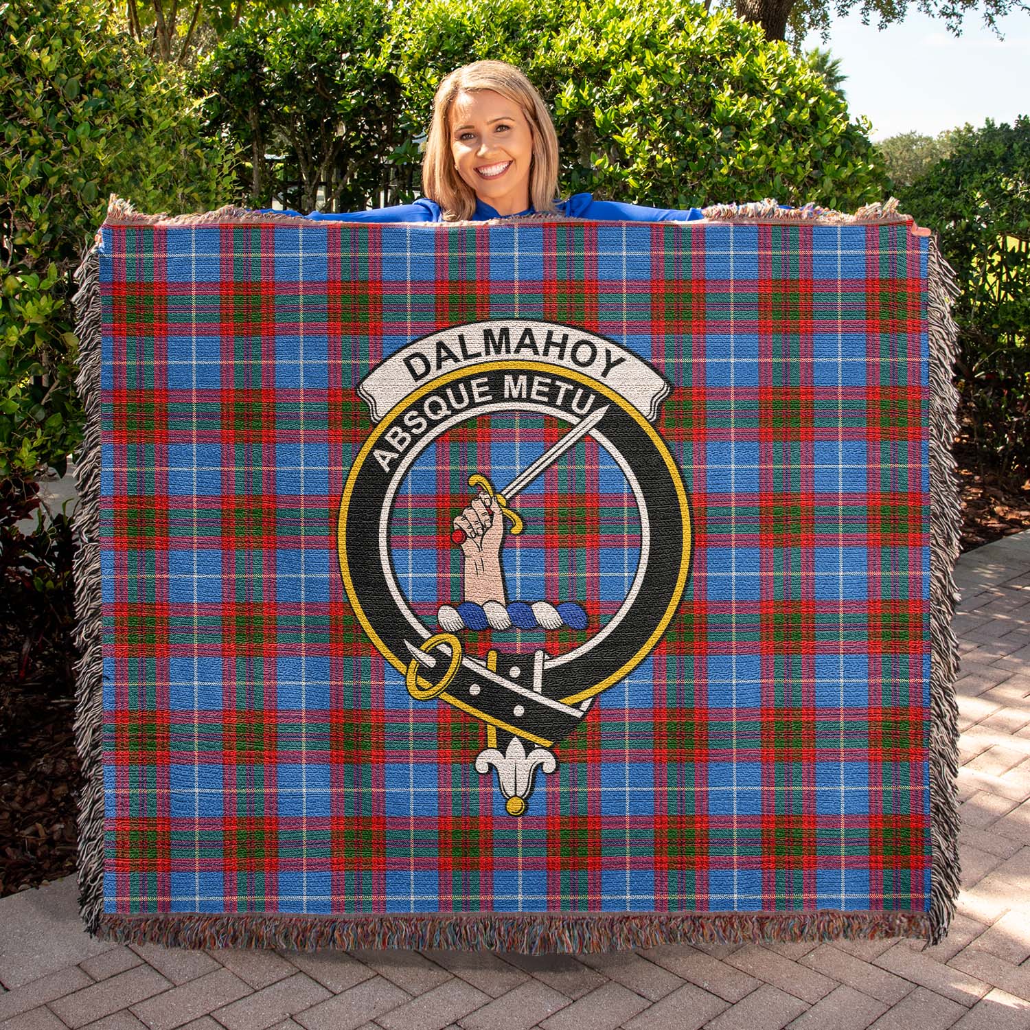 Tartan Vibes Clothing Dalmahoy Tartan Woven Blanket with Family Crest