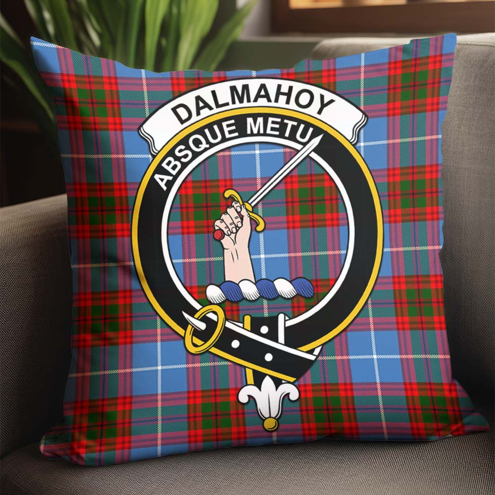 Dalmahoy Tartan Pillow Cover with Family Crest - Tartanvibesclothing