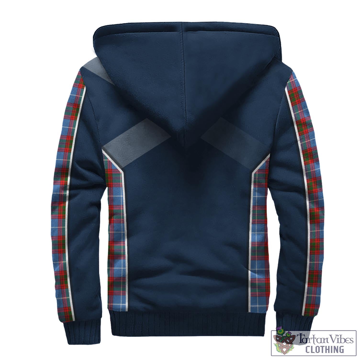 Tartan Vibes Clothing Dalmahoy Tartan Sherpa Hoodie with Family Crest and Scottish Thistle Vibes Sport Style
