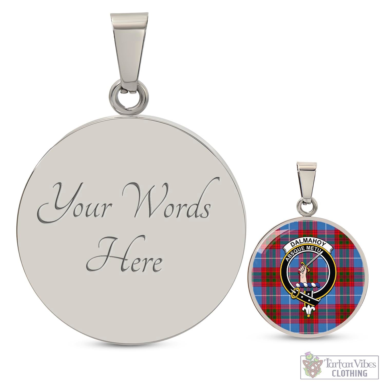 Tartan Vibes Clothing Dalmahoy Tartan Circle Necklace with Family Crest