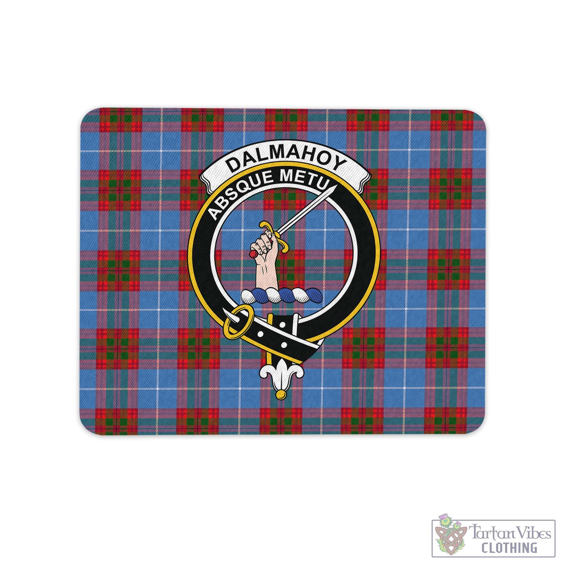 Tartan Vibes Clothing Dalmahoy Tartan Mouse Pad with Family Crest