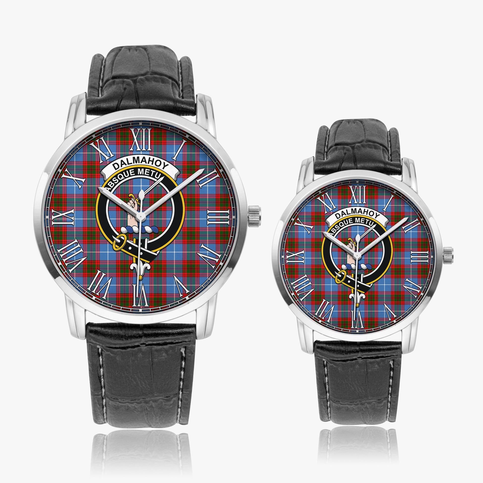 Dalmahoy Tartan Family Crest Leather Strap Quartz Watch - Tartanvibesclothing