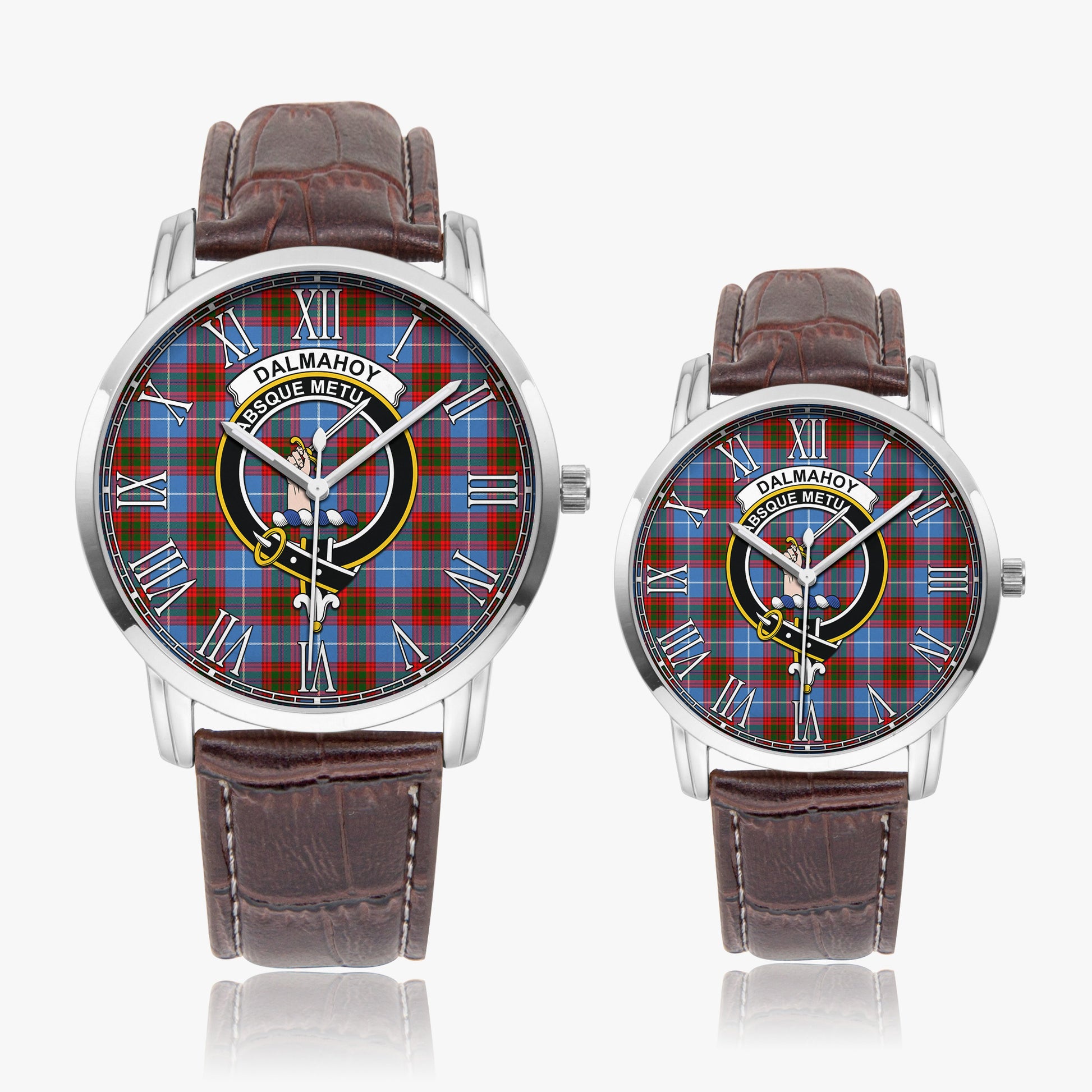 Dalmahoy Tartan Family Crest Leather Strap Quartz Watch - Tartanvibesclothing