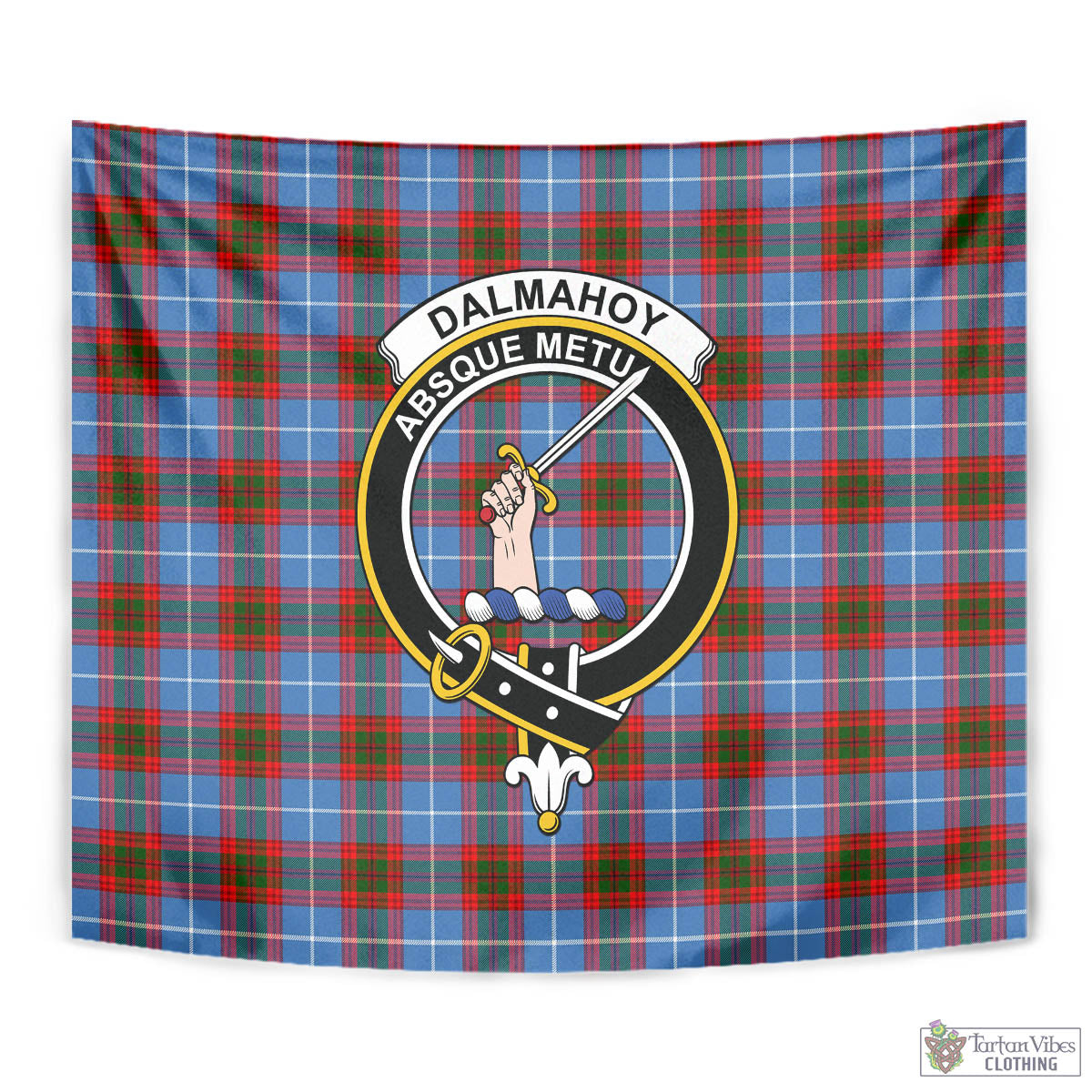 Tartan Vibes Clothing Dalmahoy Tartan Tapestry Wall Hanging and Home Decor for Room with Family Crest