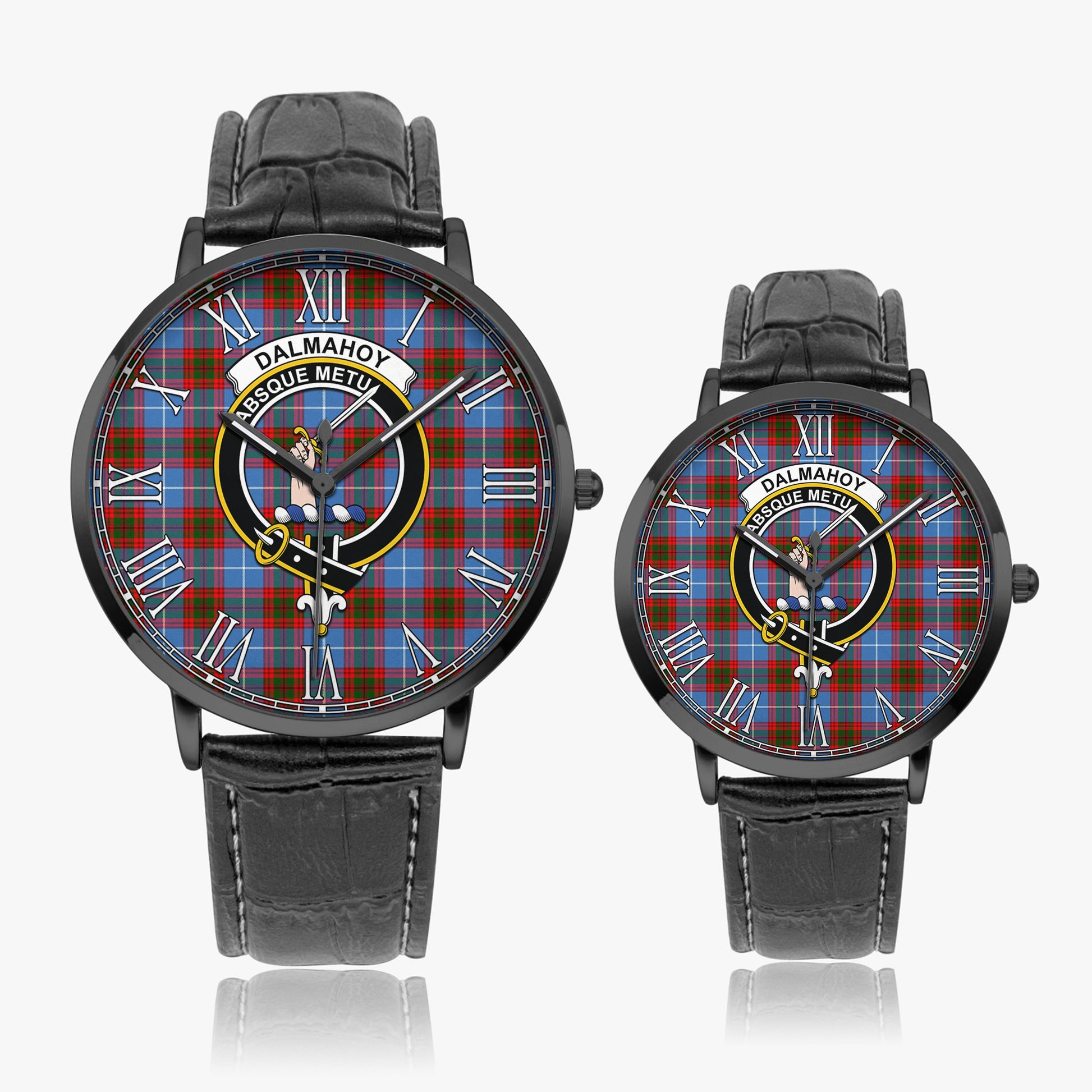 Dalmahoy Tartan Family Crest Leather Strap Quartz Watch - Tartanvibesclothing