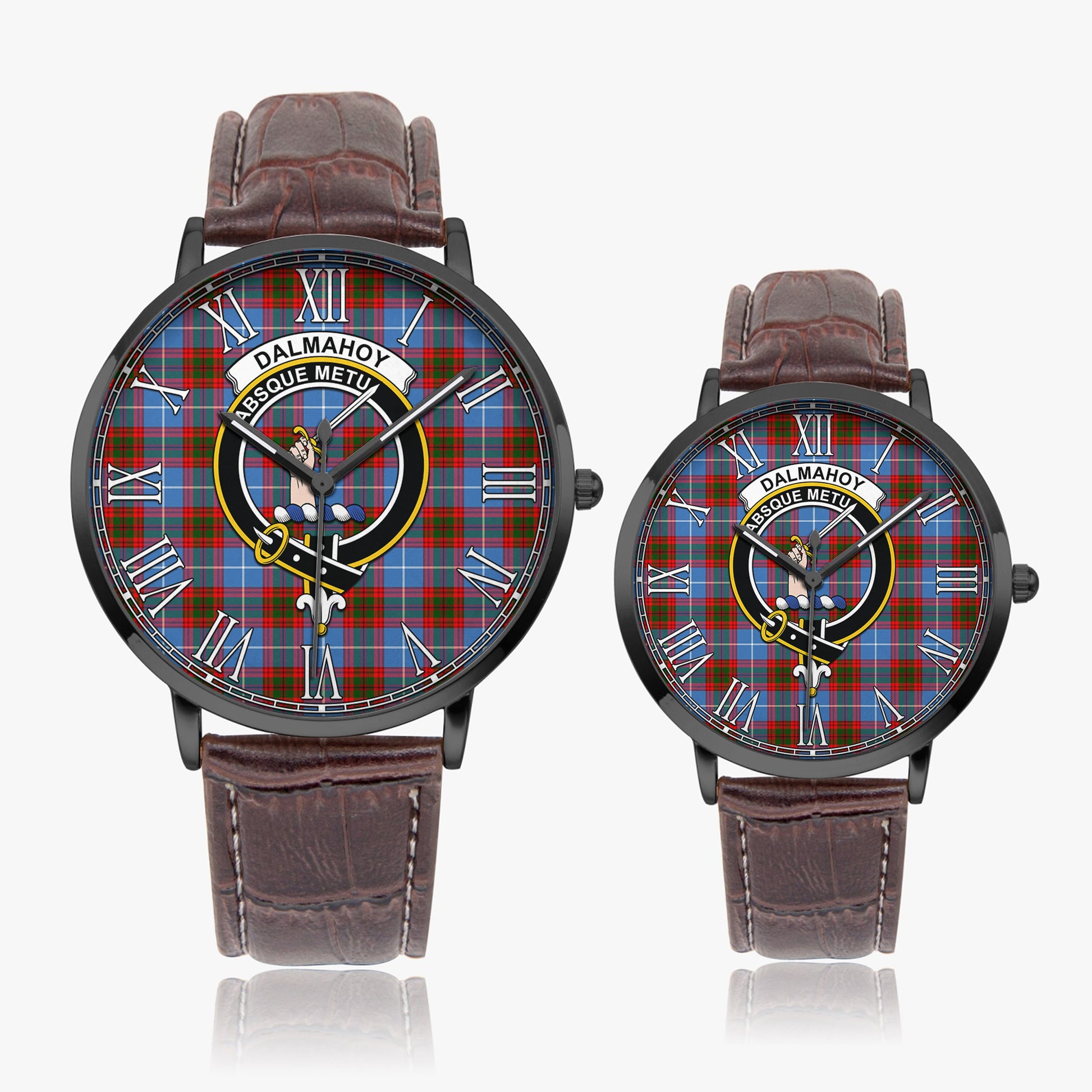 Dalmahoy Tartan Family Crest Leather Strap Quartz Watch - Tartanvibesclothing