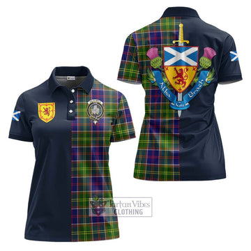 Dalrymple Tartan Women's Polo Shirt Alba with Scottish Lion Royal Arm Half Style