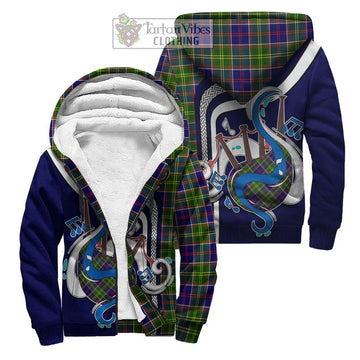 Dalrymple Tartan Sherpa Hoodie with Epic Bagpipe Style