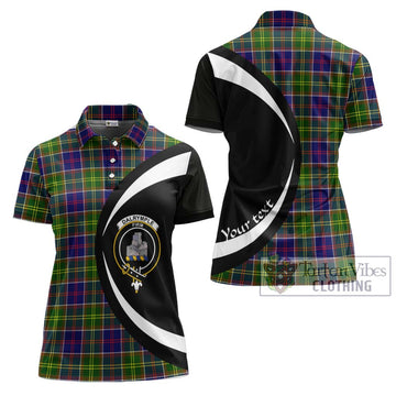 Dalrymple Tartan Women's Polo Shirt with Family Crest Circle Style