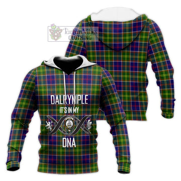 Dalrymple Tartan Knitted Hoodie with Family Crest DNA In Me Style