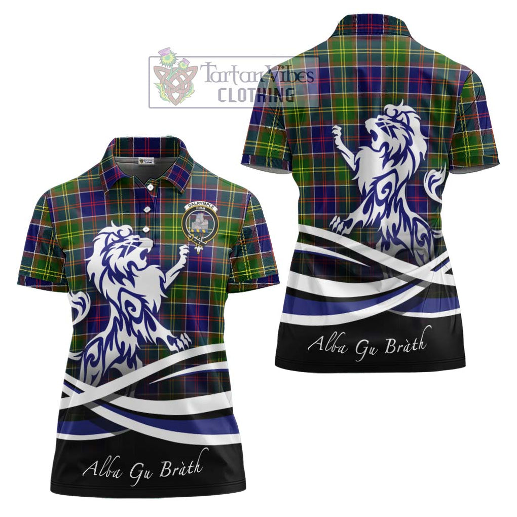 Dalrymple Tartan Women's Polo Shirt with Alba Gu Brath Regal Lion Emblem Women - Tartanvibesclothing Shop