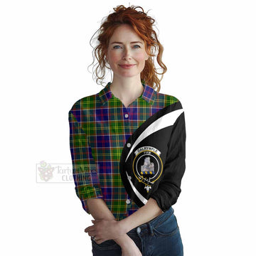 Dalrymple Tartan Women's Casual Shirt with Family Crest Circle Style