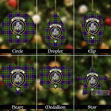 Dalrymple Tartan Christmas Aluminium Ornament with Family Crest