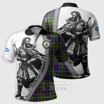 Dalrymple Tartan Clan Crest Polo Shirt with Highlander Warrior Celtic Style