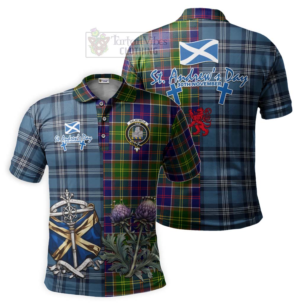 Tartan Vibes Clothing Dalrymple Tartan Polo Shirt Happy St. Andrew's Day Half Tartan Style