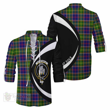 Dalrymple Tartan Ghillie Kilt Shirt with Family Crest Circle Style Men - Tartan Vibes Clothing