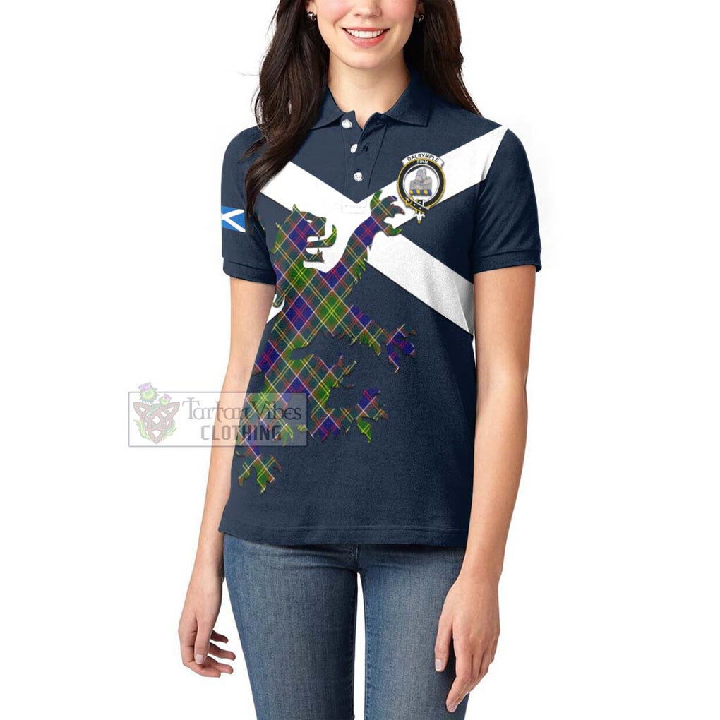 Tartan Vibes Clothing Dalrymple Tartan Lion Rampant Women's Polo Shirt – Proudly Display Your Heritage with Alba Gu Brath and Clan Name