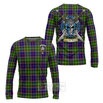 Dalrymple Tartan Long Sleeve T-Shirt with Family Crest Celtic Skull Style Unisex - Tartan Vibes Clothing
