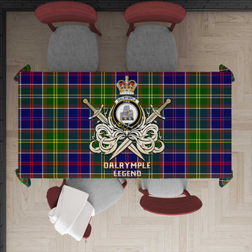 Dalrymple Tartan Tablecloth with Clan Crest and the Golden Sword of Courageous Legacy