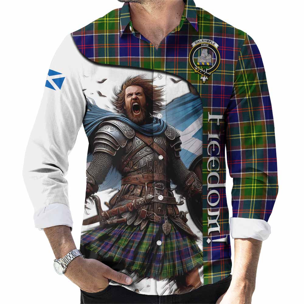 Tartan Vibes Clothing Dalrymple Crest Tartan Long Sleeve Button Shirt Inspired by the Freedom of Scottish Warrior