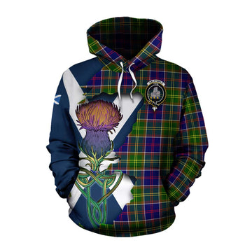 Dalrymple Tartan Family Crest Cotton Hoodie Scottish Thistle Celtic Inspired Pullover Hoodie XS - Tartan Vibes Clothing