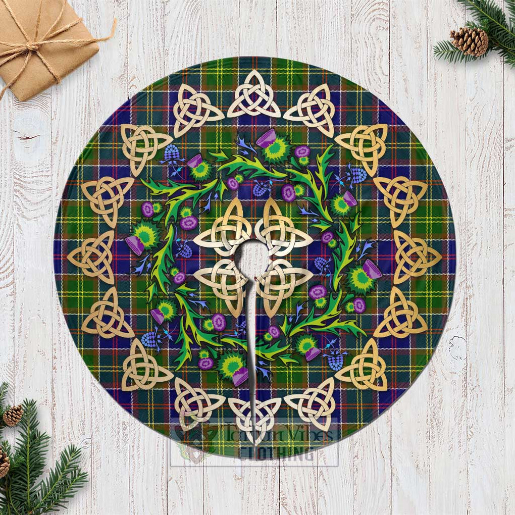 Dalrymple Tartan Christmas Tree Skirt with Thistle Celtic Knot Style Casual Tree Skirts - Tartan Vibes Clothing