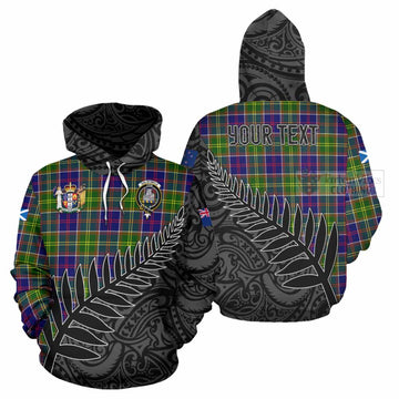 Dalrymple Crest Tartan Hoodie with New Zealand Silver Fern Half Style Zip Hoodie - Tartan Vibes Clothing