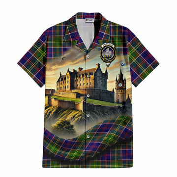 Dalrymple Tartan Family Crest Hawaiian Shirt with Scottish Ancient Castle Style Kid - Tartan Vibes Clothing