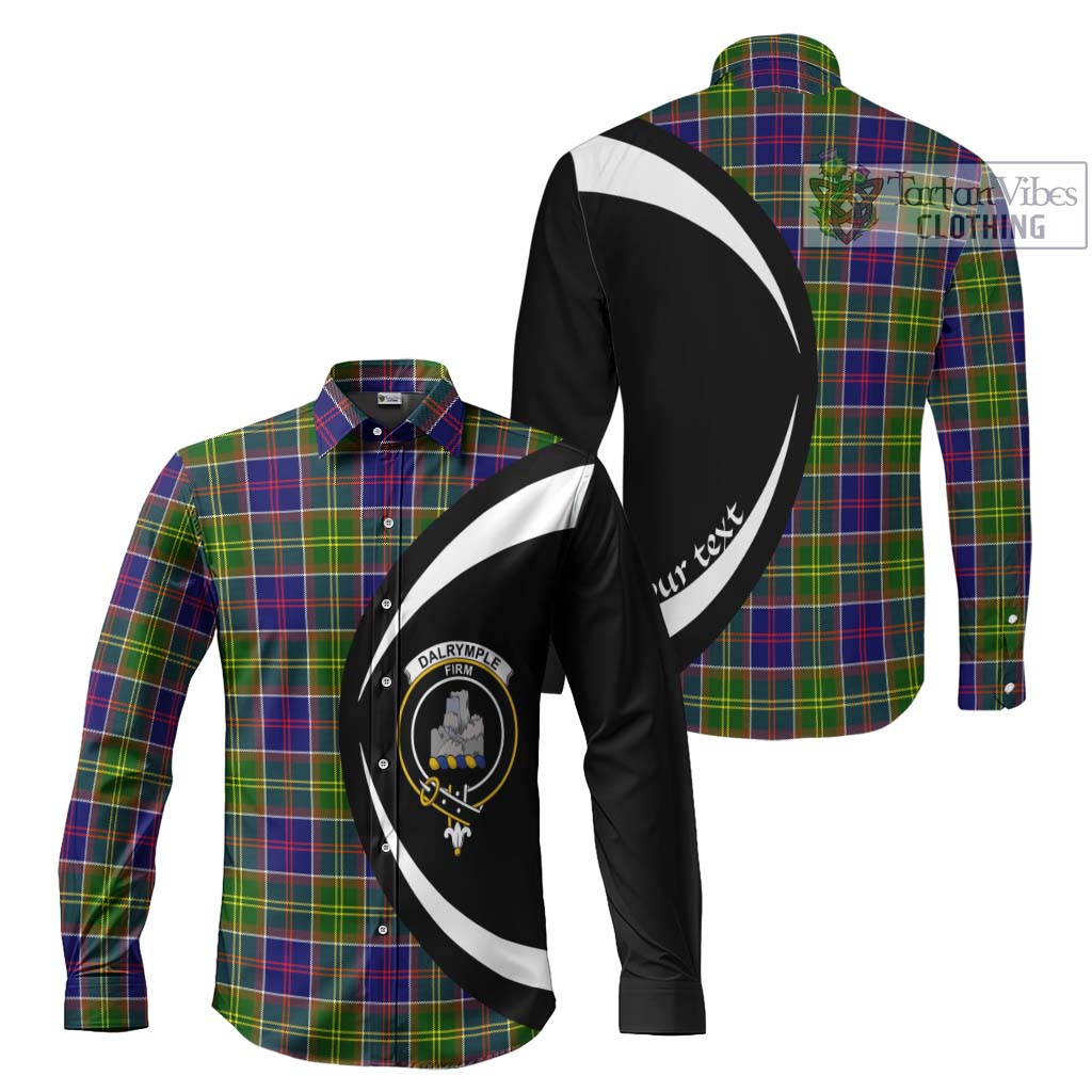 Tartan Vibes Clothing Dalrymple Tartan Long Sleeve Button Up with Family Crest Circle Style