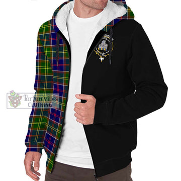 Dalrymple Tartan Sherpa Hoodie with Family Crest and Half Of Me Style