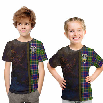Dalrymple Tartan Family Crest Kid T-Shirt Alba Gu Brath Be Brave Lion Ancient Style Youth XL Size14 - Tartan Vibes Clothing