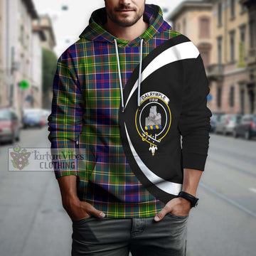 Dalrymple Tartan Hoodie with Family Crest Circle Style