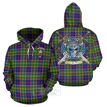 Dalrymple Tartan Hoodie with Family Crest Celtic Skull Style