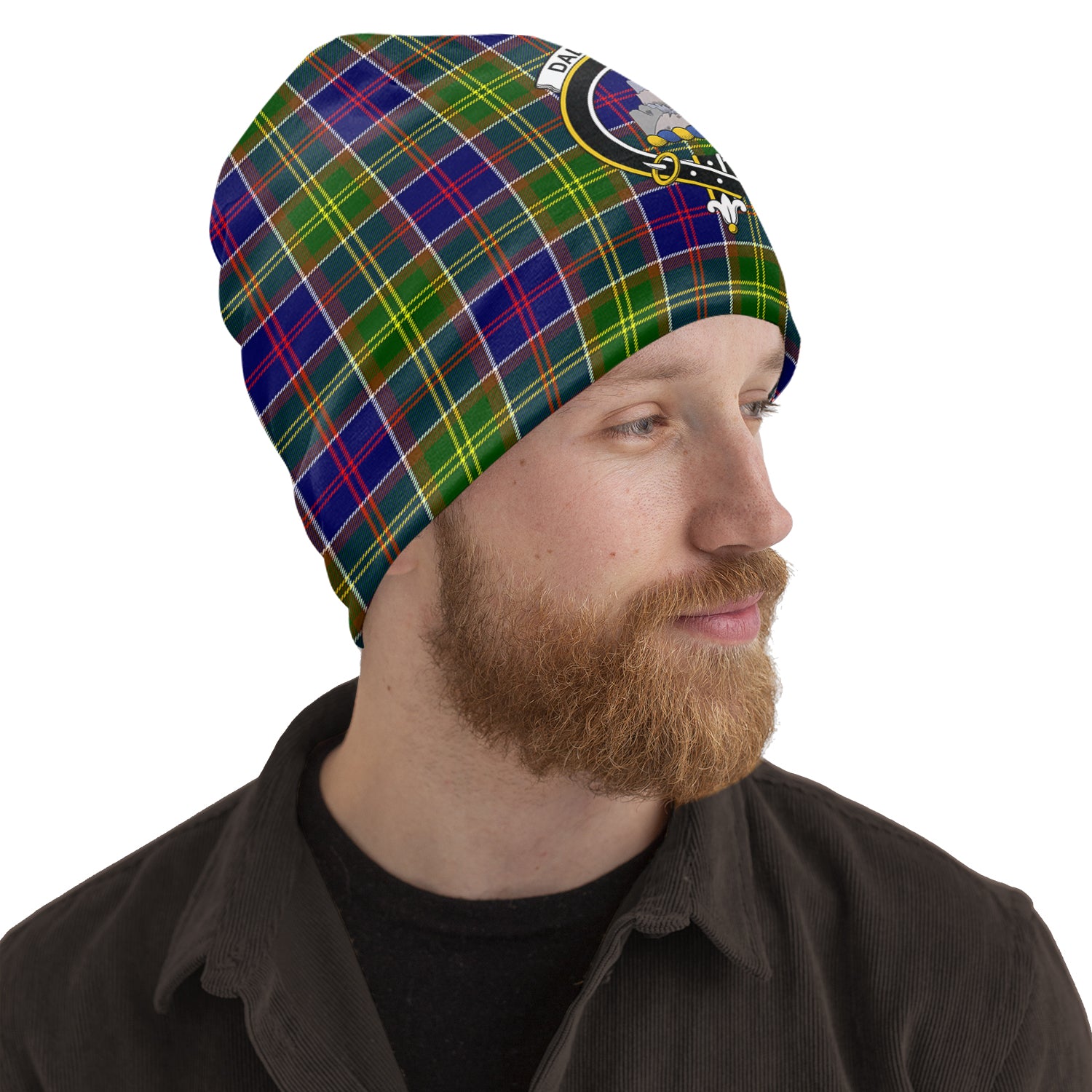 Dalrymple Tartan Beanies Hat with Family Crest One Size 10.5*10.2 inches - Tartan Vibes Clothing