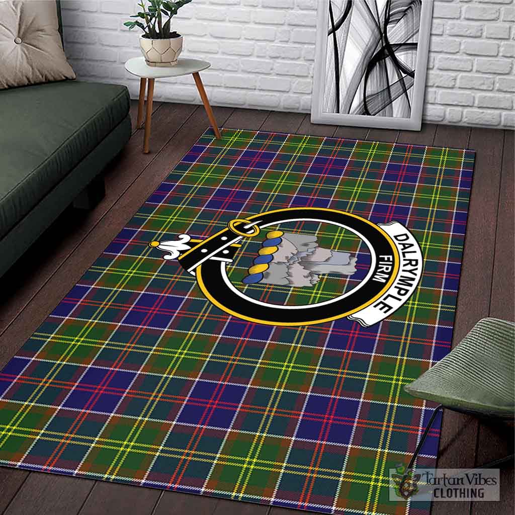 Tartan Vibes Clothing Dalrymple Tartan Area Rug with Family Crest