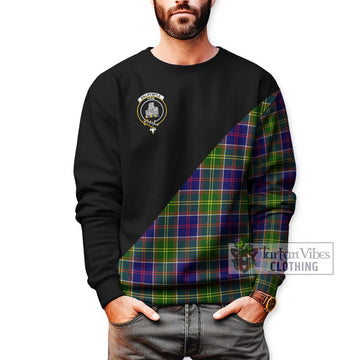 Dalrymple Tartan Sweatshirt with Family Crest and Military Logo Style