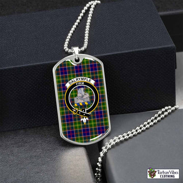 Dalrymple Tartan Dog Tag Necklace with Family Crest Silver No - Tartan Vibes Clothing