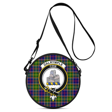 Dalrymple Tartan Round Satchel Bags with Family Crest