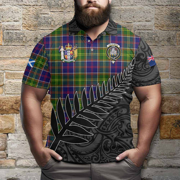 Dalrymple Crest Tartan Polo Shirt with New Zealand Silver Fern Half Style