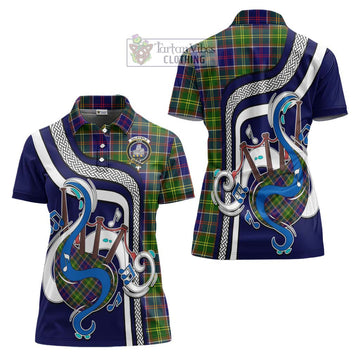 Dalrymple Tartan Women's Polo Shirt with Epic Bagpipe Style