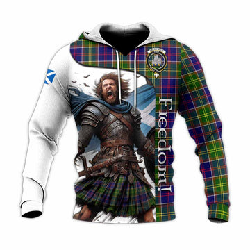 Dalrymple Crest Tartan Knitted Hoodie Inspired by the Freedom of Scottish Warrior