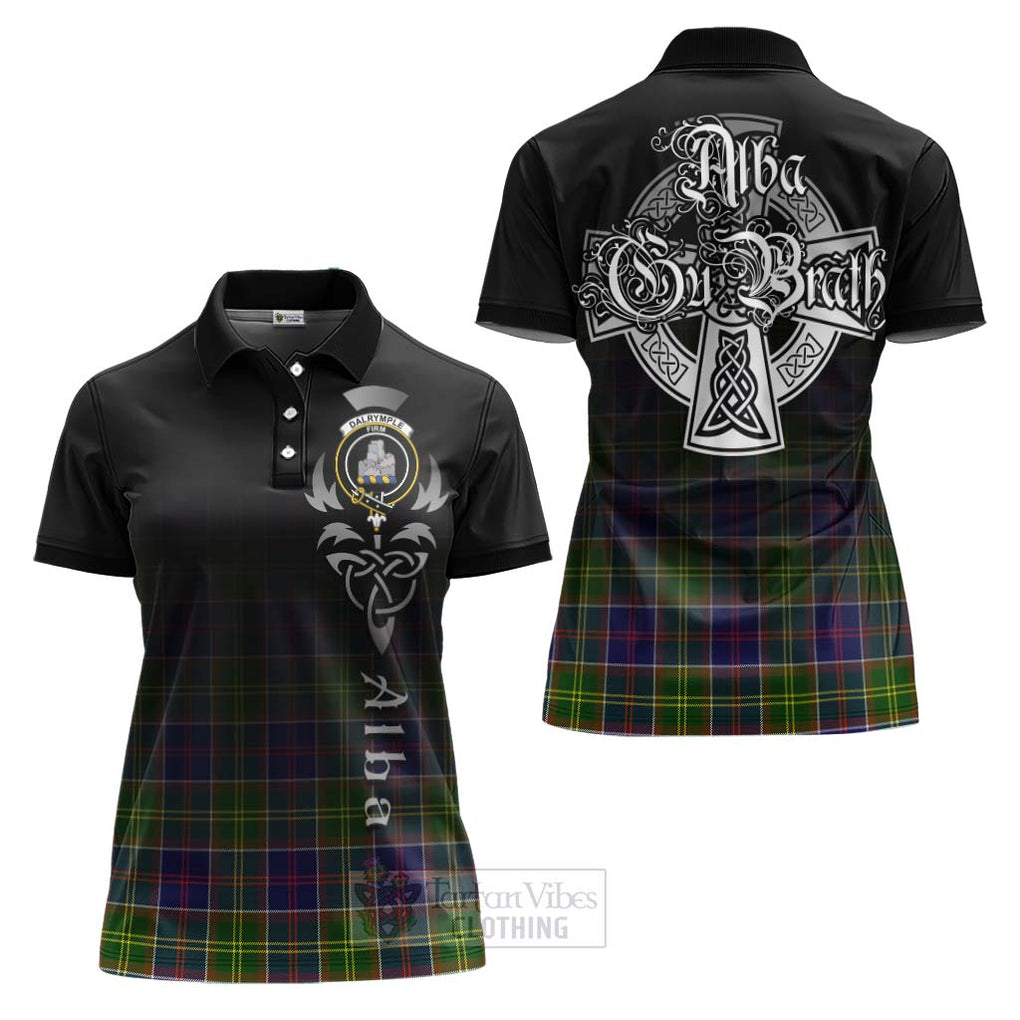 Tartan Vibes Clothing Dalrymple Tartan Women's Polo Shirt Featuring Alba Gu Brath Family Crest Celtic Inspired