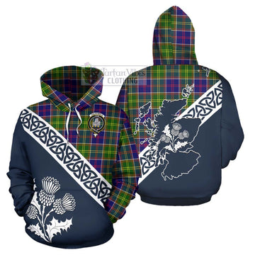 Dalrymple Tartan Hoodie Featuring Thistle and Scotland Map